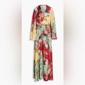 Alice + Olivia Floral Long Sleeve Dress - Red, Yellow, Green